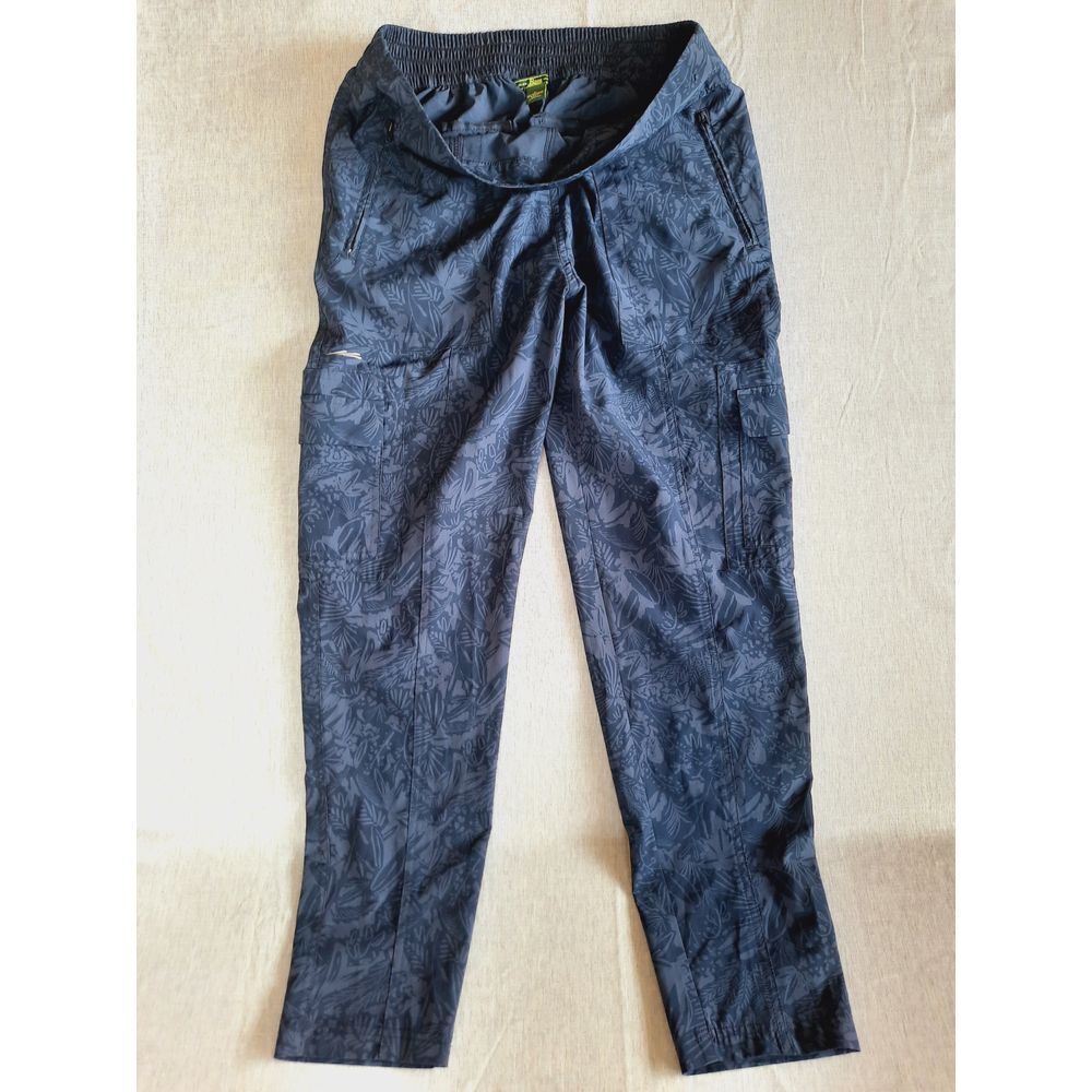 Bass Men Large Floral Allover Pull Cargo Sweat Pants Stretch Waistband Navy Blue